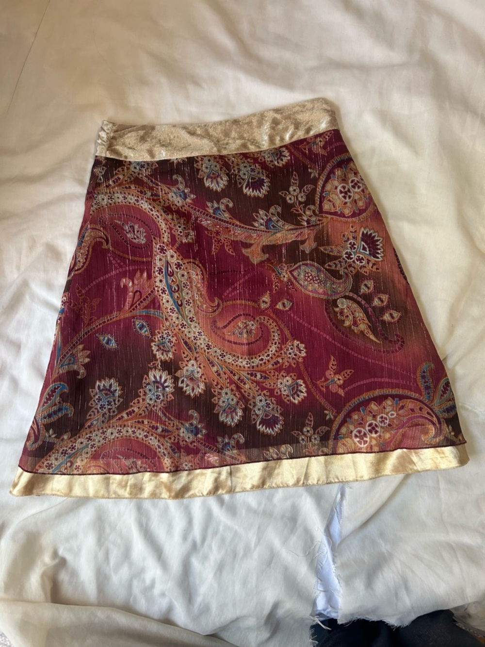 Star City Vintage Y2K Paisley Red & Gold Pencil Skirt Size 3 EUC 90s Fairy Boho